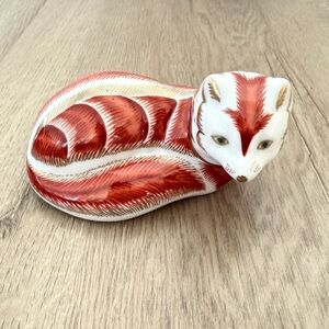 Vtg Royal Crown Derby Porcelain Paperweight Figurine, 22 Carat Gold Red Fox 4.5”